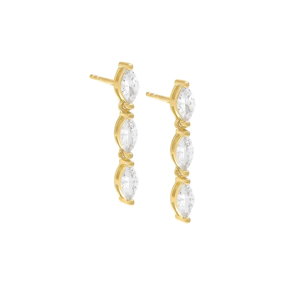 Triple Marquise Bar Stud Earring sold by Adina Eden's