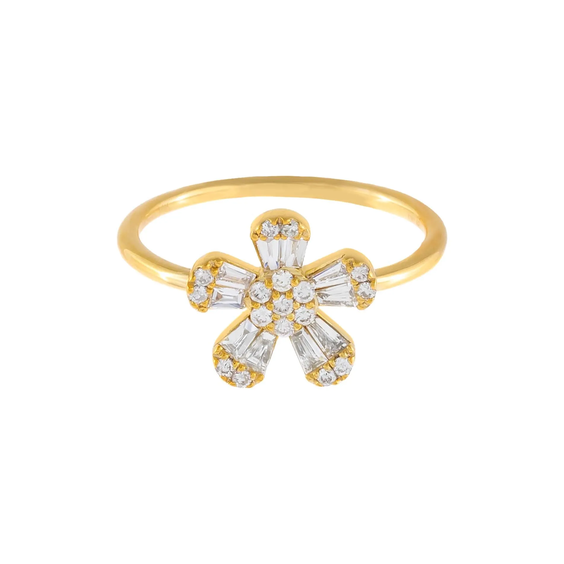 Diamond Flower Baguette Ring 14K sold by Adina Eden's product image thumbnail 3