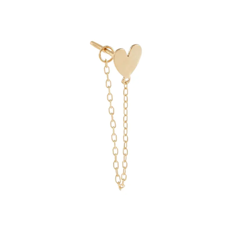 Solid Heart Chain Stud Earring 14K sold by Adina Eden's