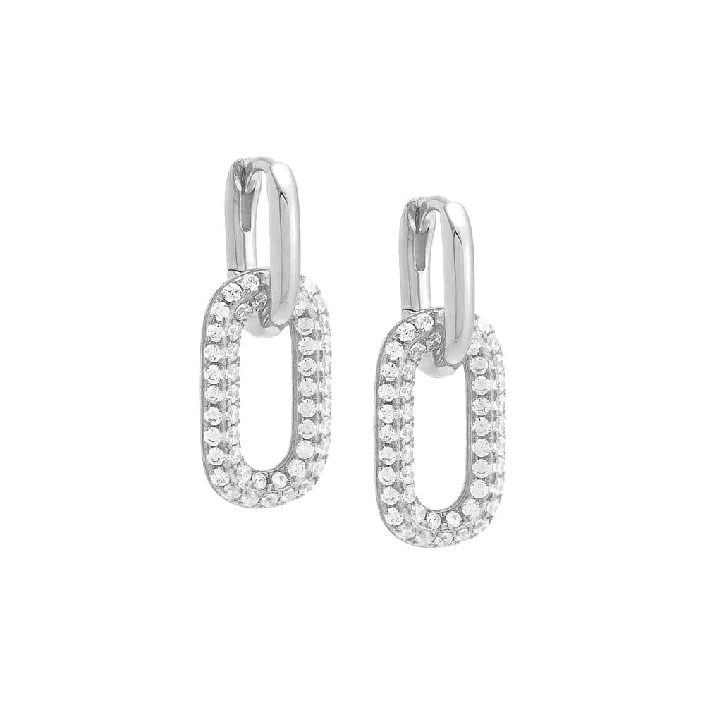 Pavé Oval Shaped Drop Huggie Earring sold by Adina Eden's product image thumbnail 4