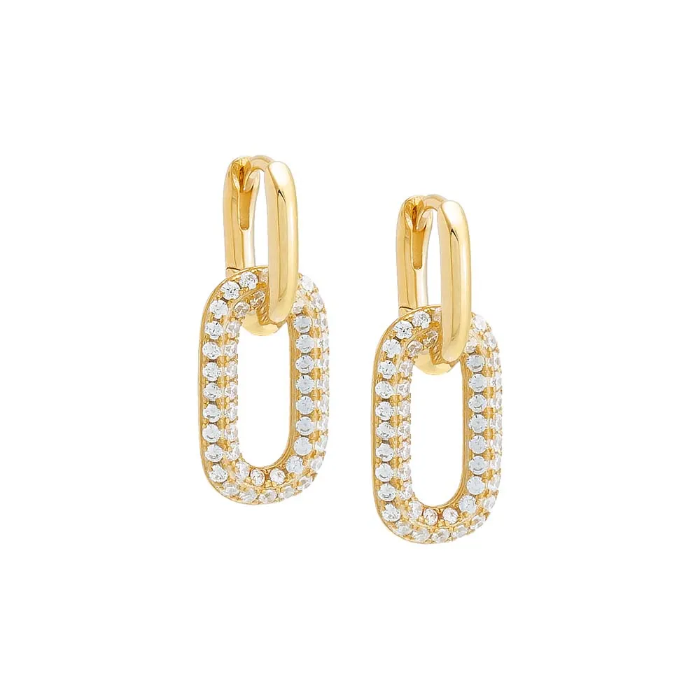 Pavé Oval Shaped Drop Huggie Earring sold by Adina Eden's
