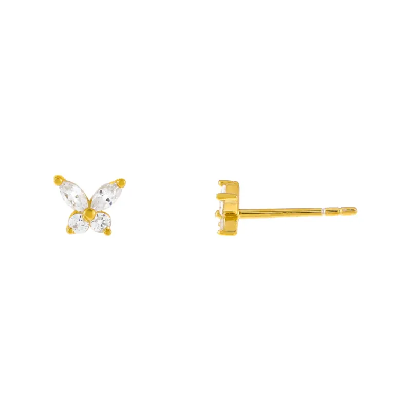 Mini CZ Crystal Butterfly Stud Earring sold by Adina Eden's