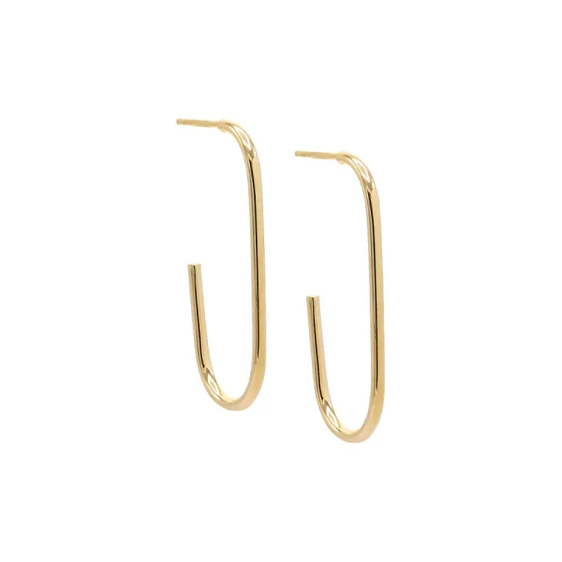 Solid Open Paper Clip Hoop Earring 14K sold by Adina Eden's