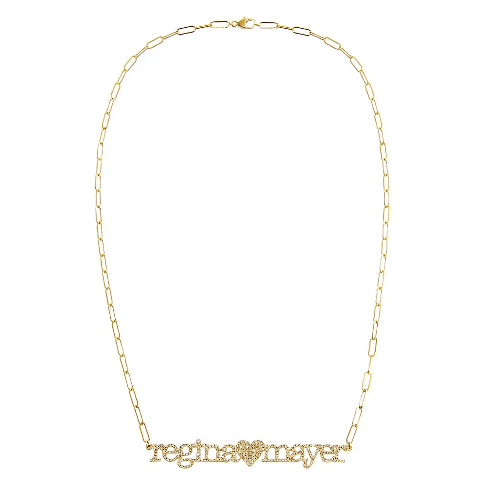 Diamond Pave Double Name Heart Necklace 14K sold by Adina Eden's product image thumbnail 3