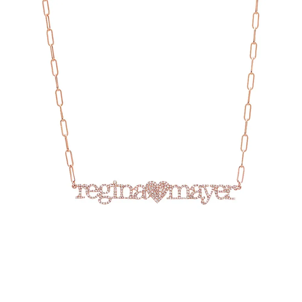 Diamond Pave Double Name Heart Necklace 14K sold by Adina Eden's product image thumbnail 5