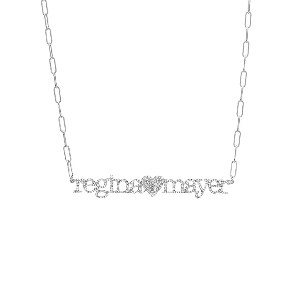 Diamond Pave Double Name Heart Necklace 14K sold by Adina Eden's product image thumbnail 4