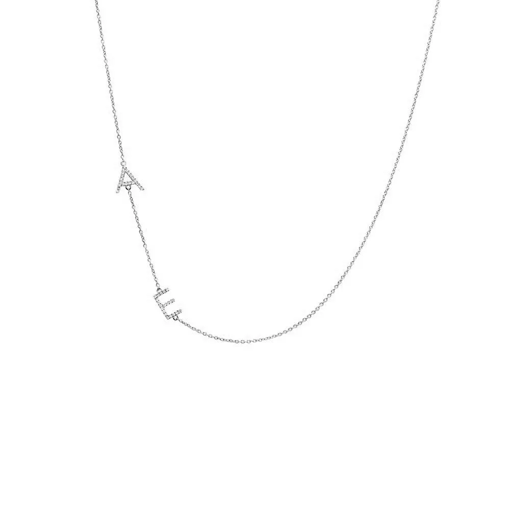 Diamond Pave Sideway Double Initial Necklace 14K sold by Adina Eden's product image thumbnail 5