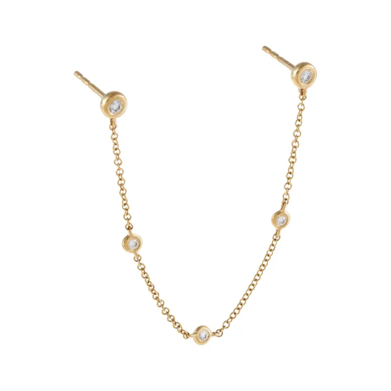 Diamond By the Yard Chain Stud Earring 14K sold by Adina Eden's