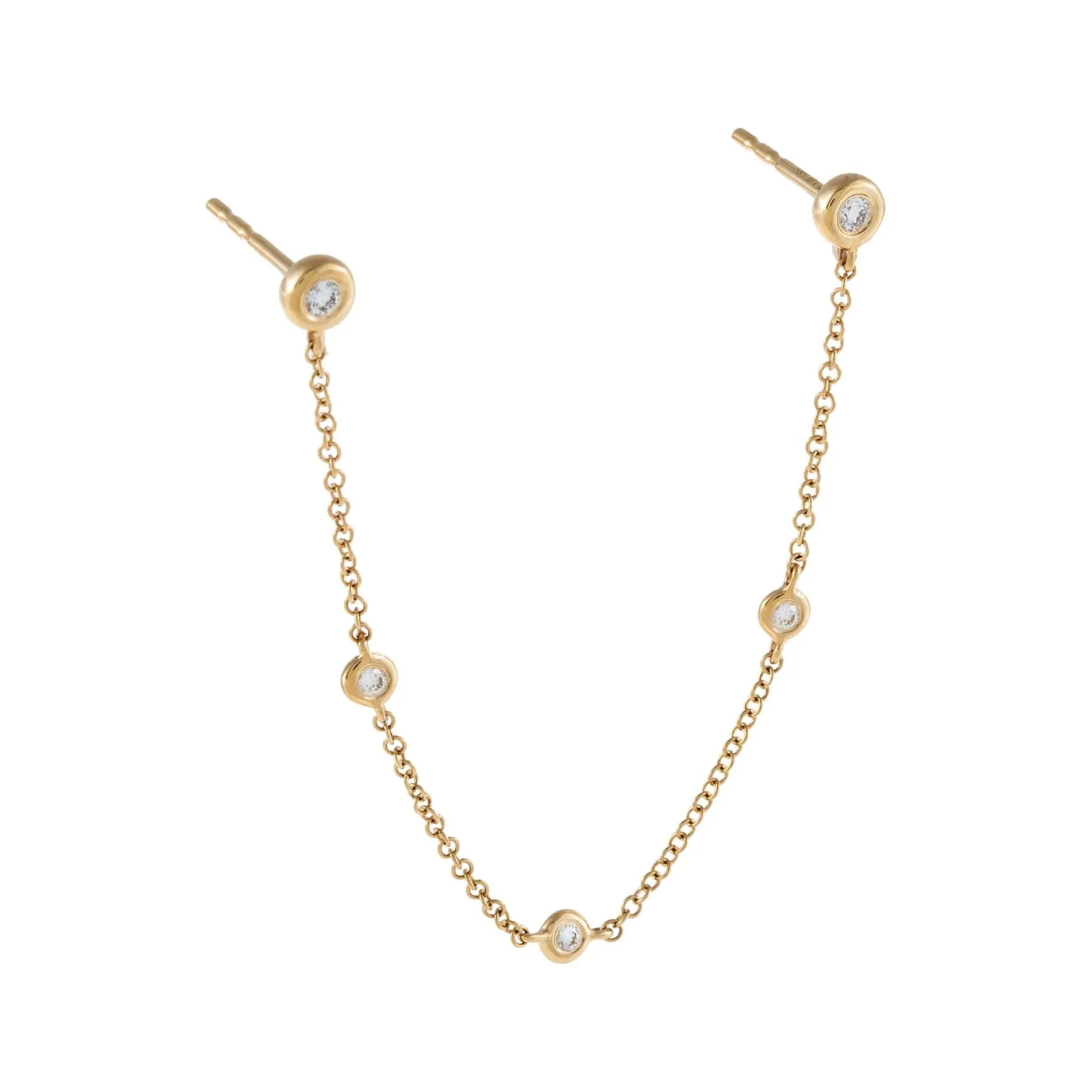 Diamond By the Yard Chain Stud Earring 14K sold by Adina Eden's