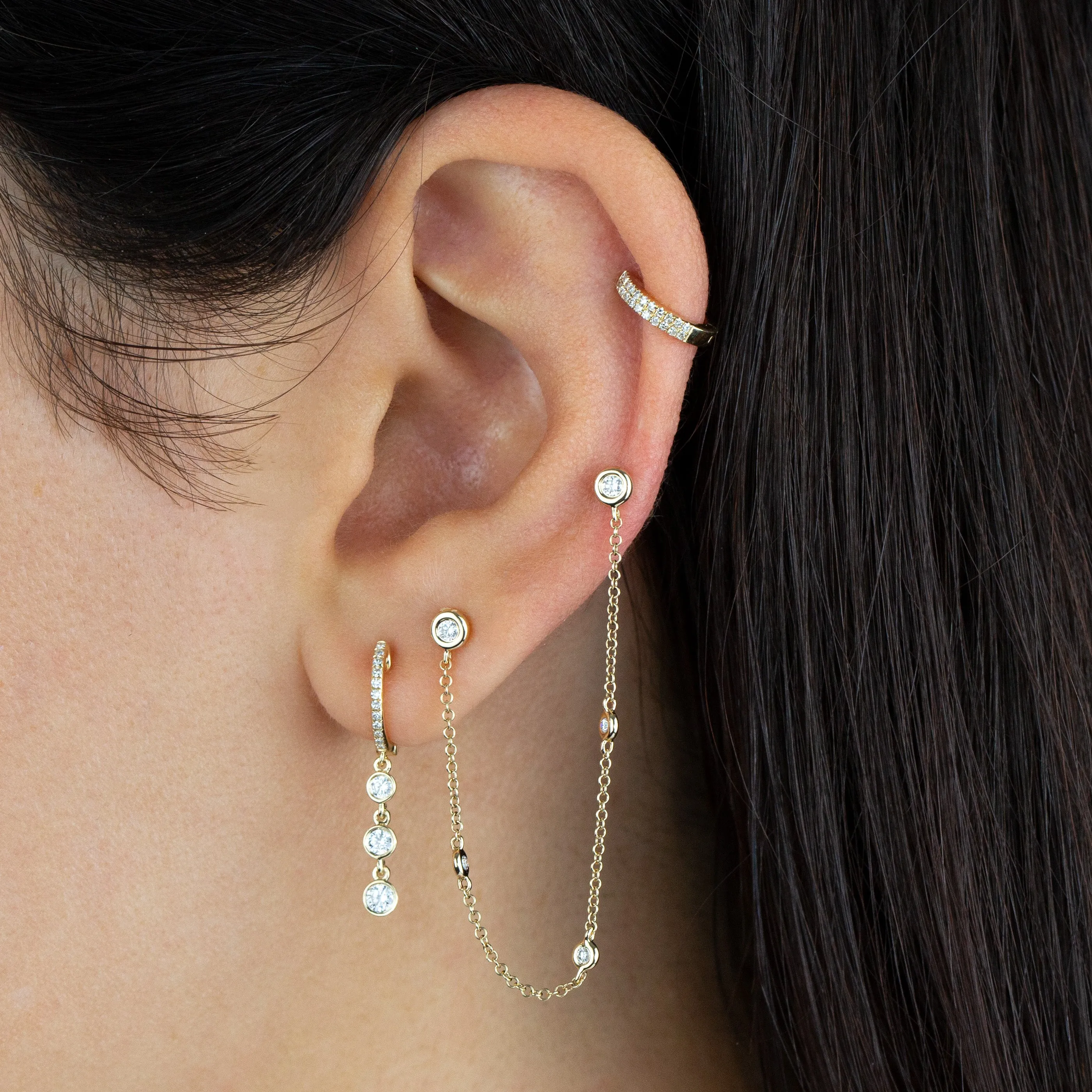 Diamond By the Yard Chain Stud Earring 14K sold by Adina Eden's product image thumbnail 2