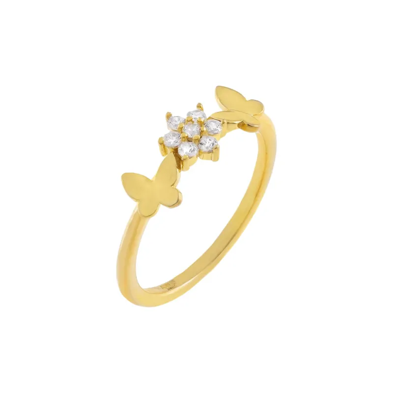 Butterflies X CZ Flower Ring sold by Adina Eden's