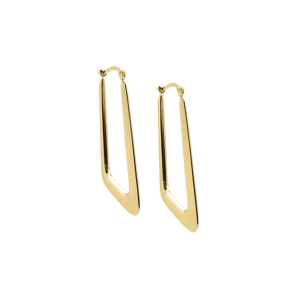 Solid Skewed Rectangle Hoop Earring 14K sold by Adina Eden's