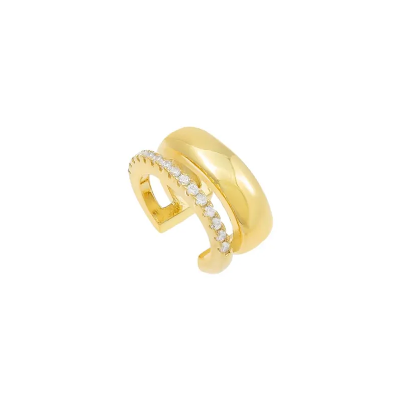 Pave x Solid Double Row Ear Cuff sold by Adina Eden's