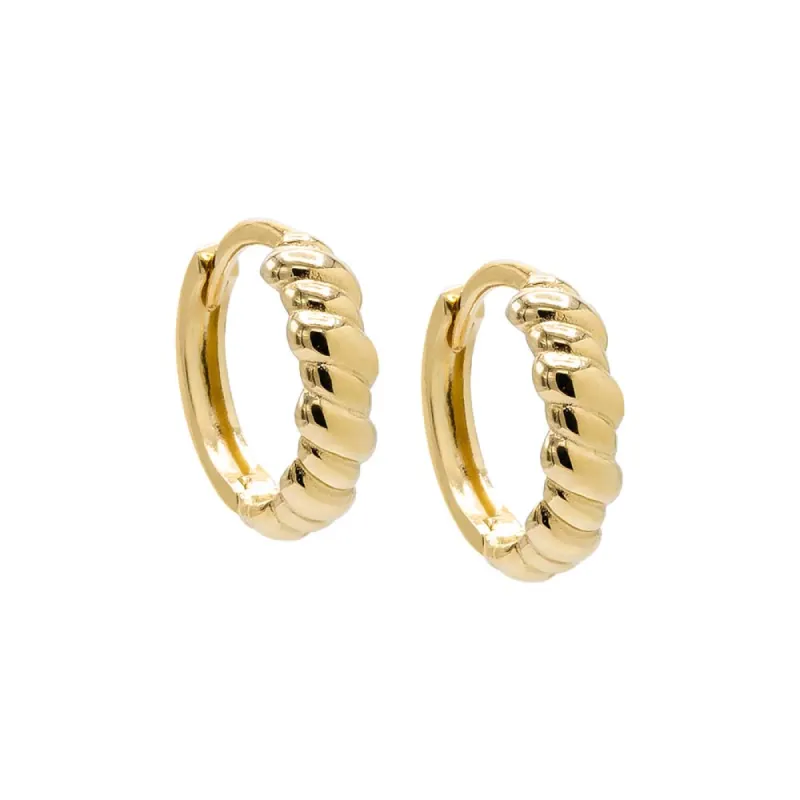 Solid Twisted Puffed Cartilage Huggie Earring 14K sold by Adina Eden's