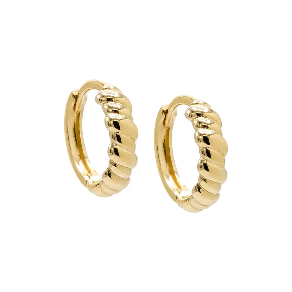 Solid Twisted Puffed Cartilage Huggie Earring 14K sold by Adina Eden's
