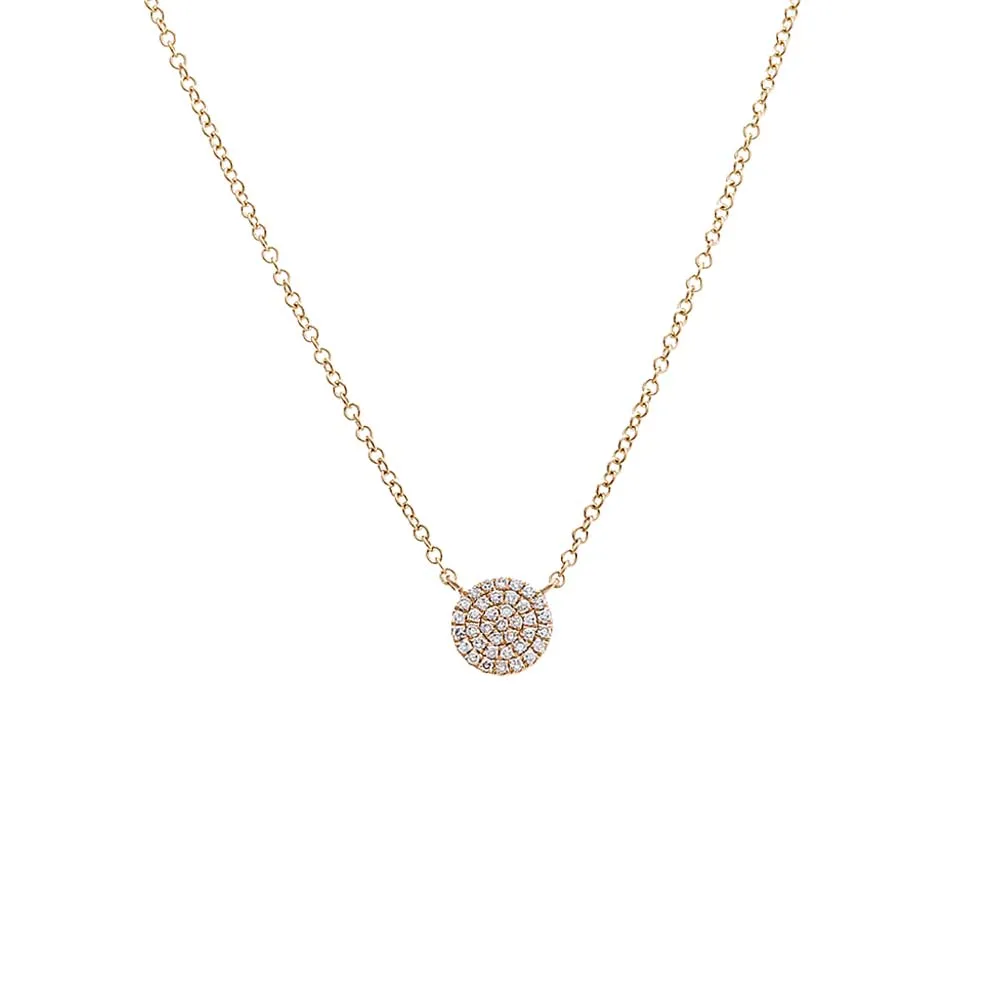 Diamond Pave Disc Pendant Necklace 14K sold by Adina Eden's