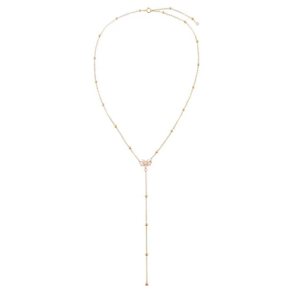 Opal Flower Lariat Necklace sold by Adina Eden's product image thumbnail 3