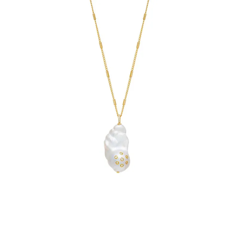 Multi CZ Bezel Pearl Necklace sold by Adina Eden's
