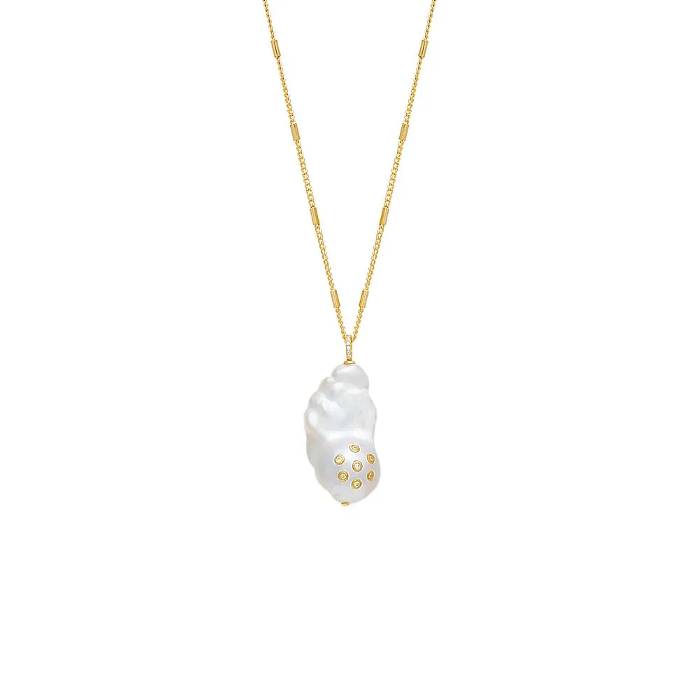 Multi CZ Bezel Pearl Necklace sold by Adina Eden's