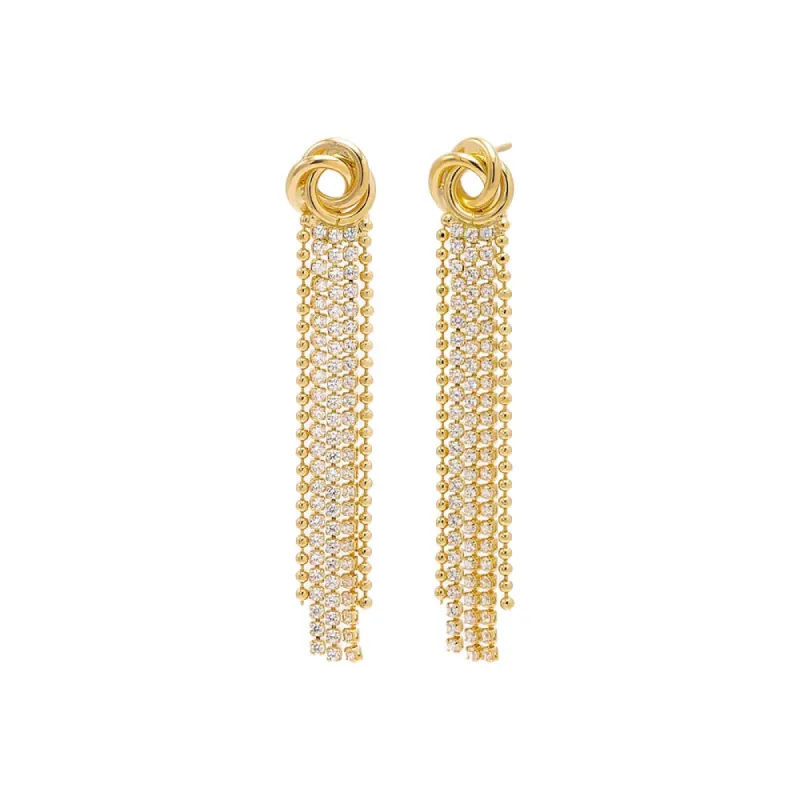 Knot Ball X Tennis Chain Drop Stud Earring sold by Adina Eden's