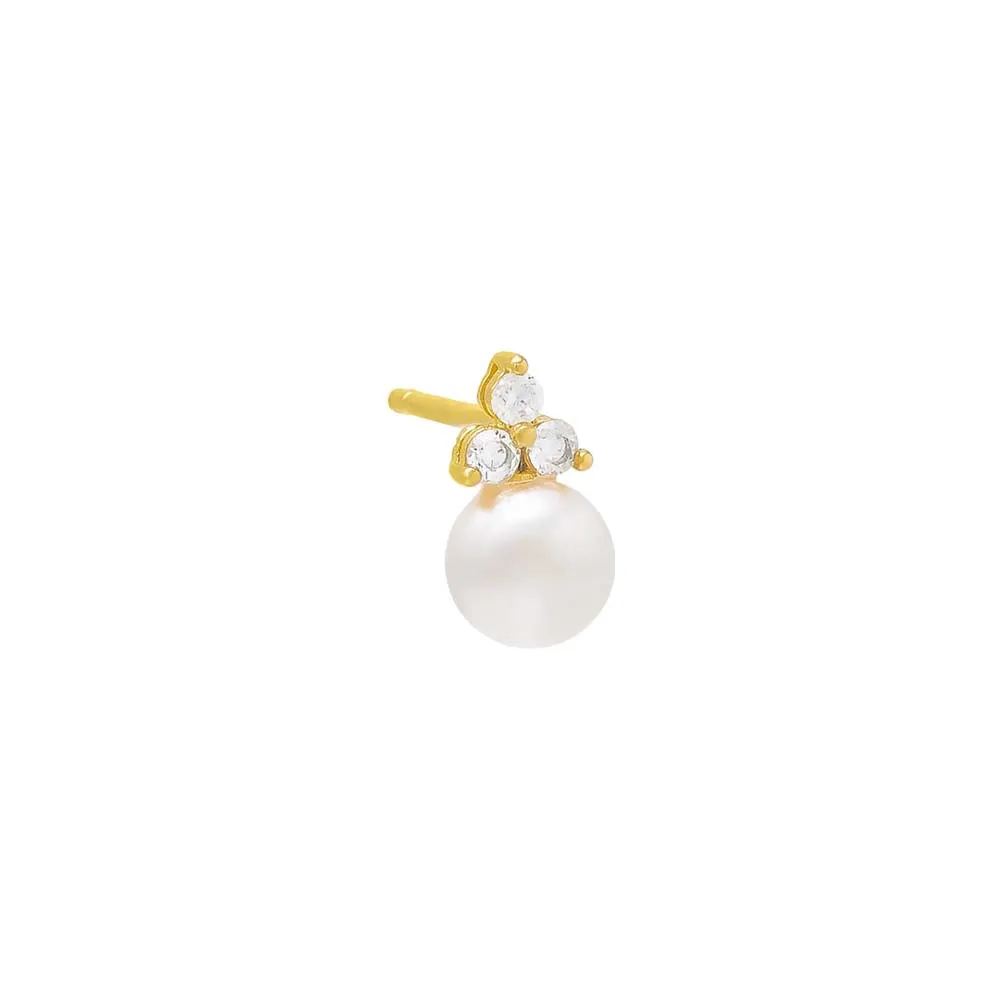 Tiny Pearl Trio Cluster Stud Earring sold by Adina Eden's product image thumbnail 3