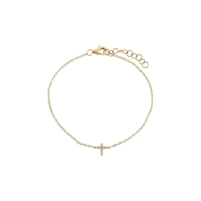 Diamond Tiny Cross Bracelet 14K sold by Adina Eden's