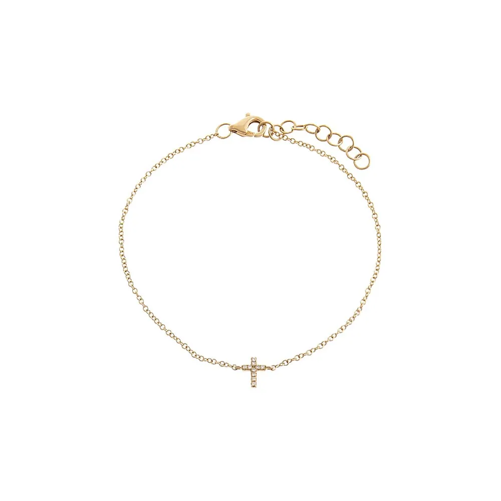 Diamond Tiny Cross Bracelet 14K sold by Adina Eden's