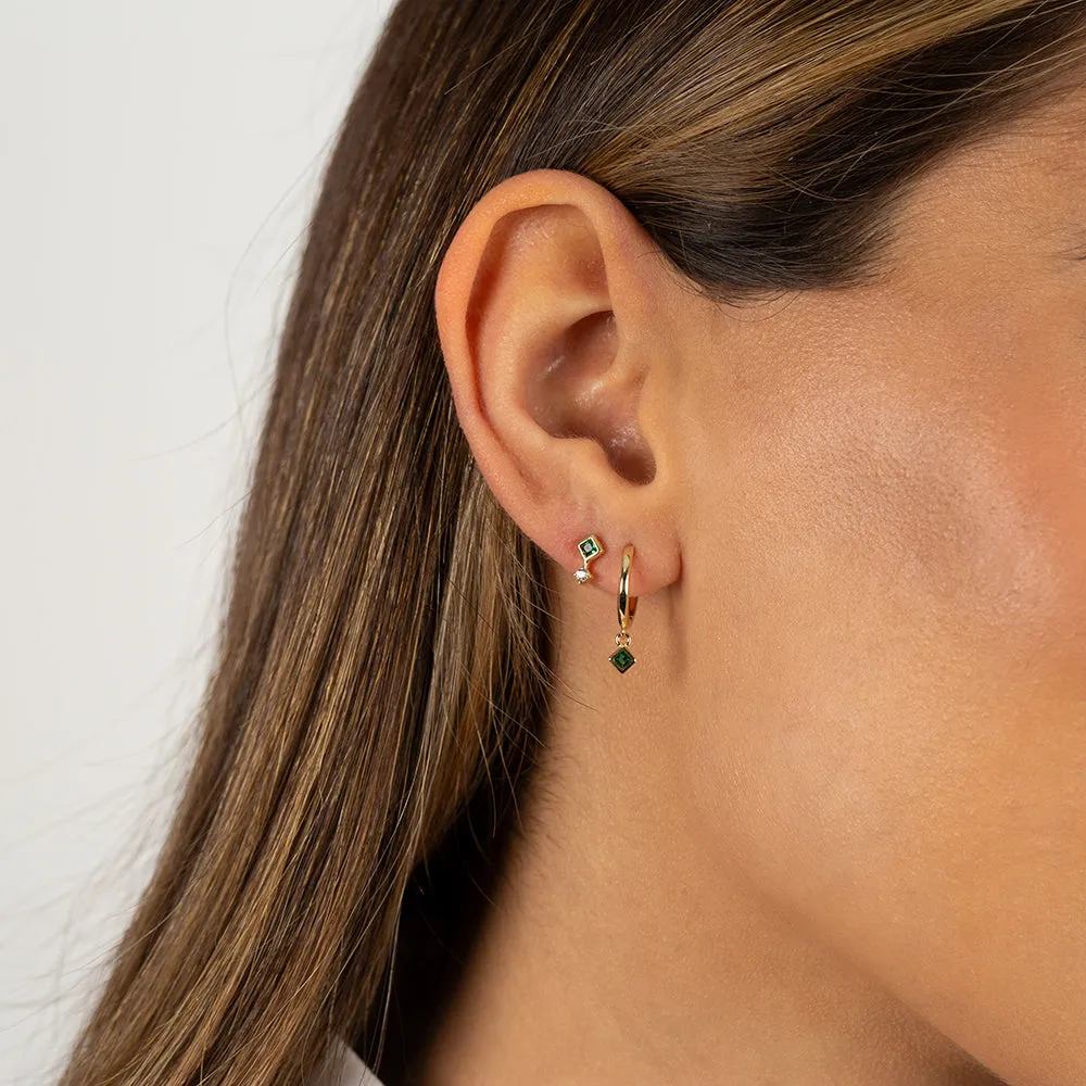Emerald Dangling Diamond Shape Huggie Earring sold by Adina Eden's product image thumbnail 2