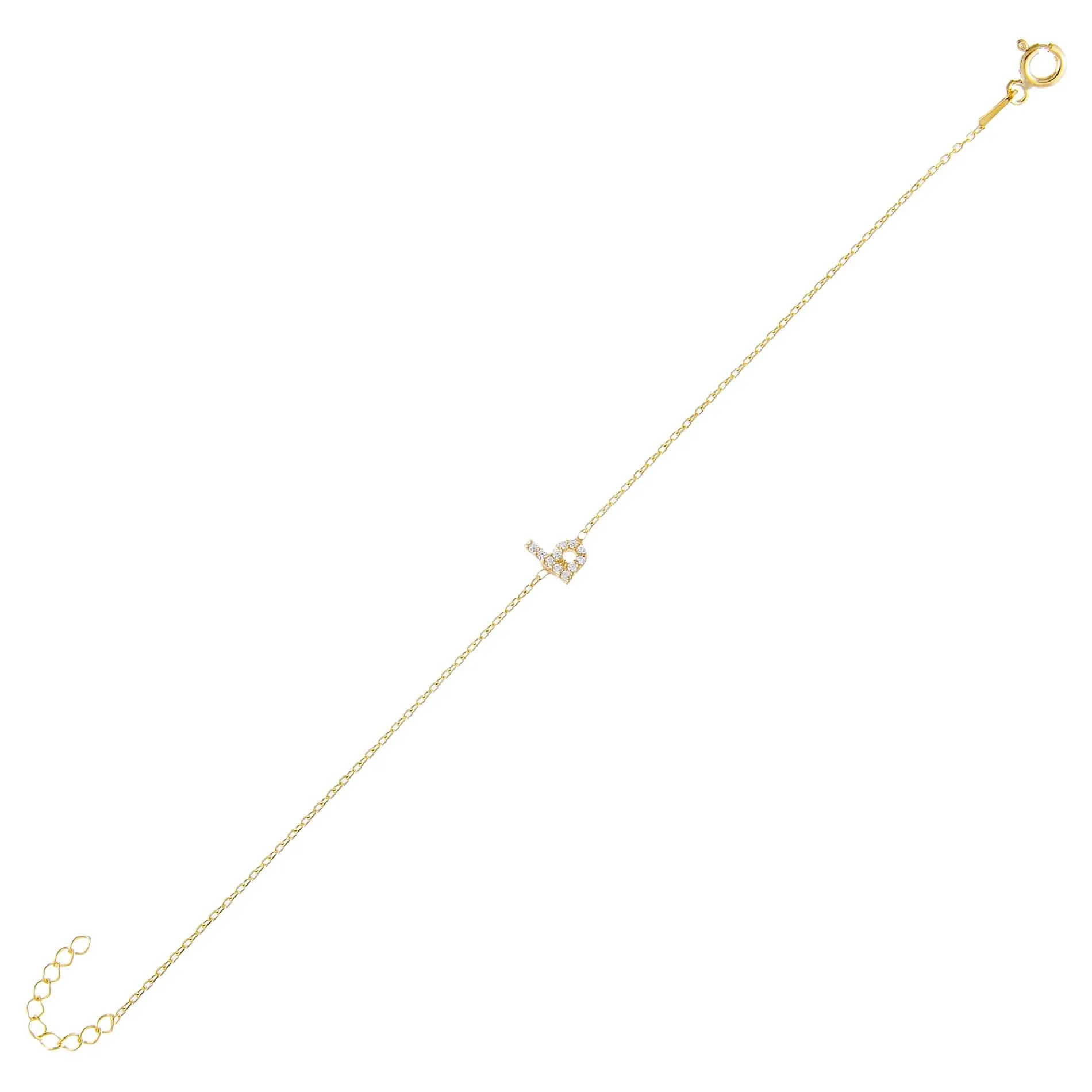 Tiny Lowercase Pavé Initial Bracelet sold by Adina Eden's product image thumbnail 4