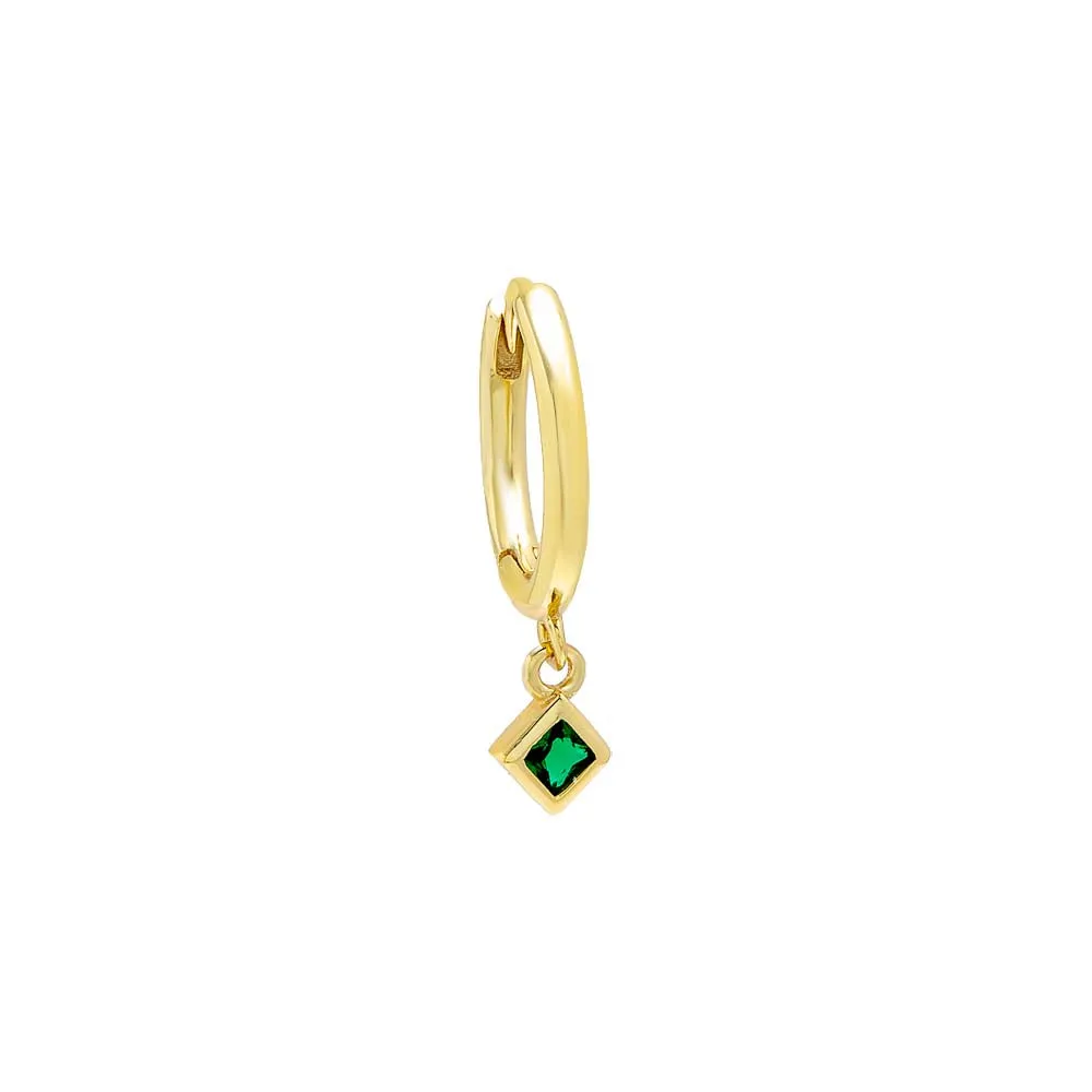 Emerald Dangling Diamond Shape Huggie Earring sold by Adina Eden's product image thumbnail 3