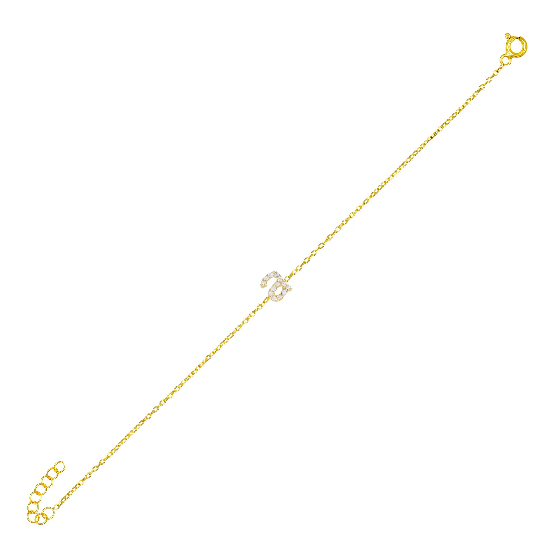 Tiny Lowercase Pavé Initial Bracelet sold by Adina Eden's