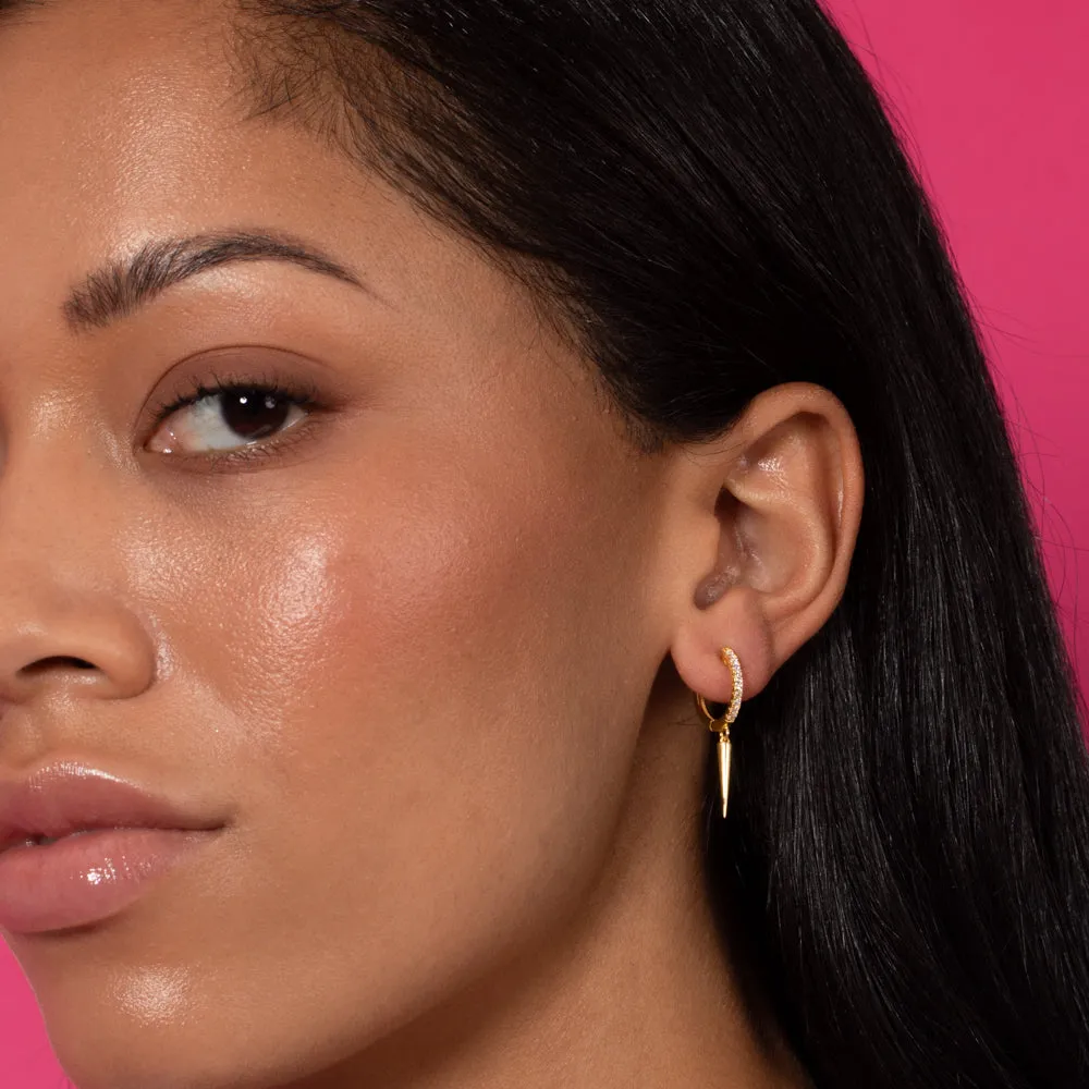 Pavé Dangling Spike Huggie Earring sold by Adina Eden's product image thumbnail 3