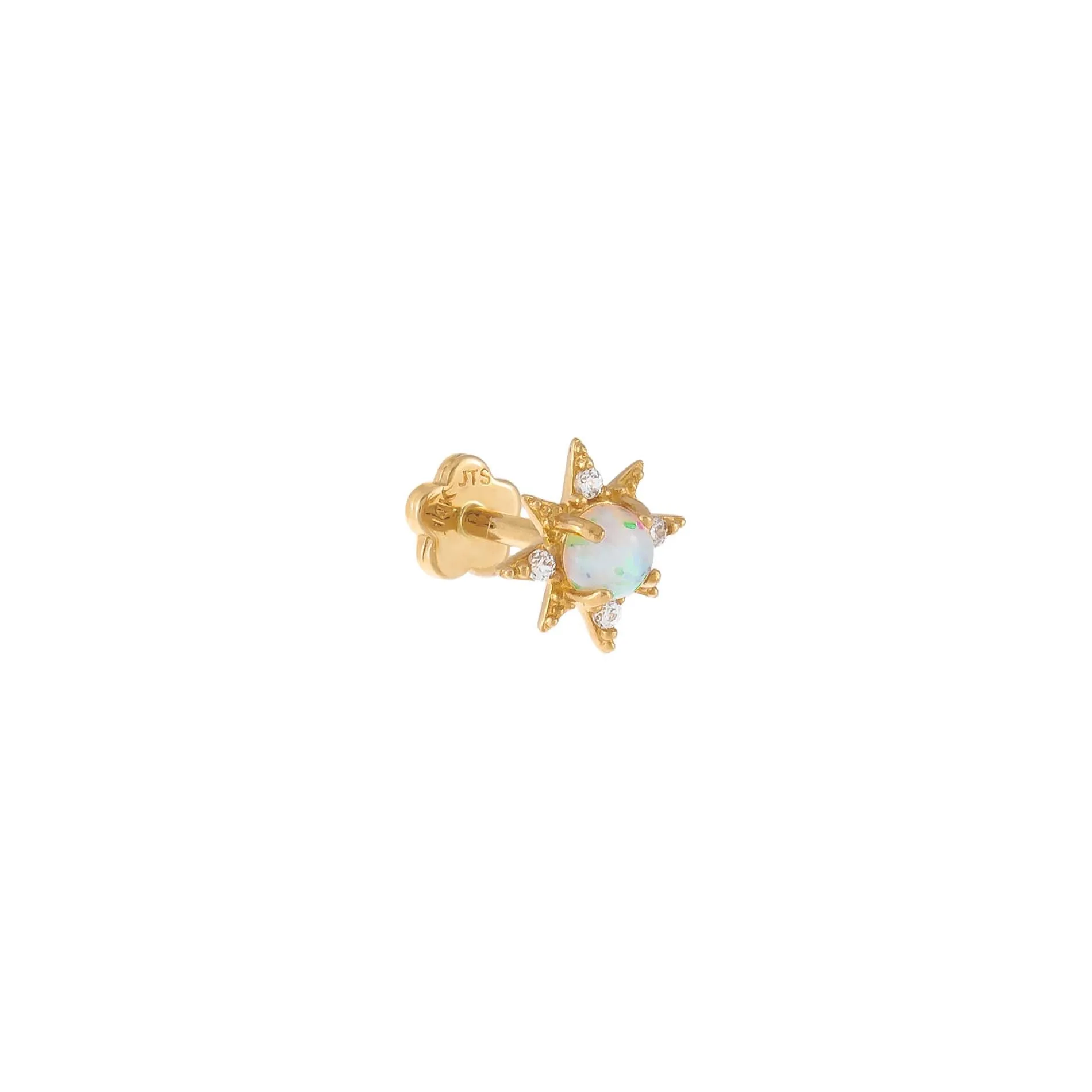 CZ Opal Starburst Threaded Stud Earring 14K sold by Adina Eden's