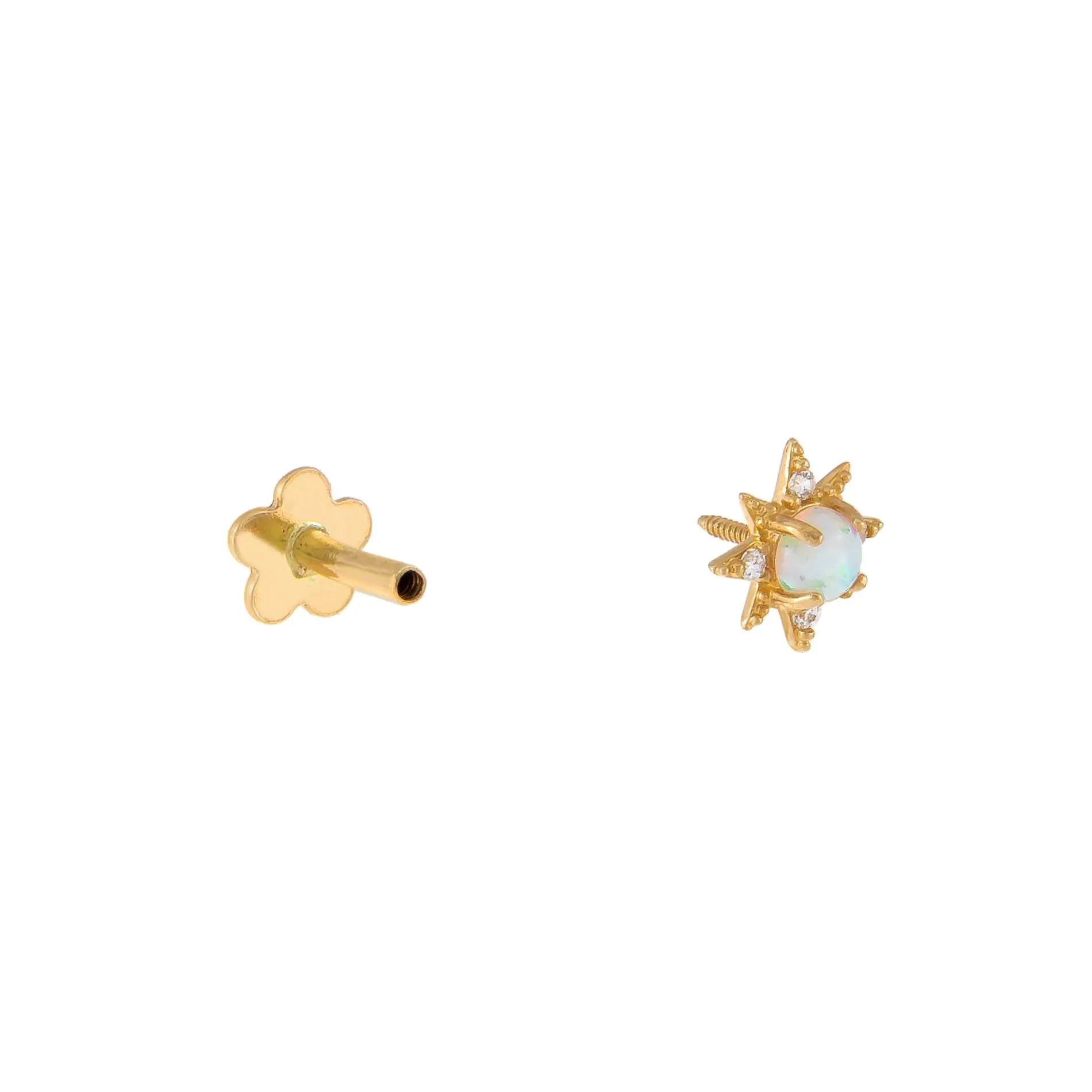 CZ Opal Starburst Threaded Stud Earring 14K sold by Adina Eden's product image thumbnail 3