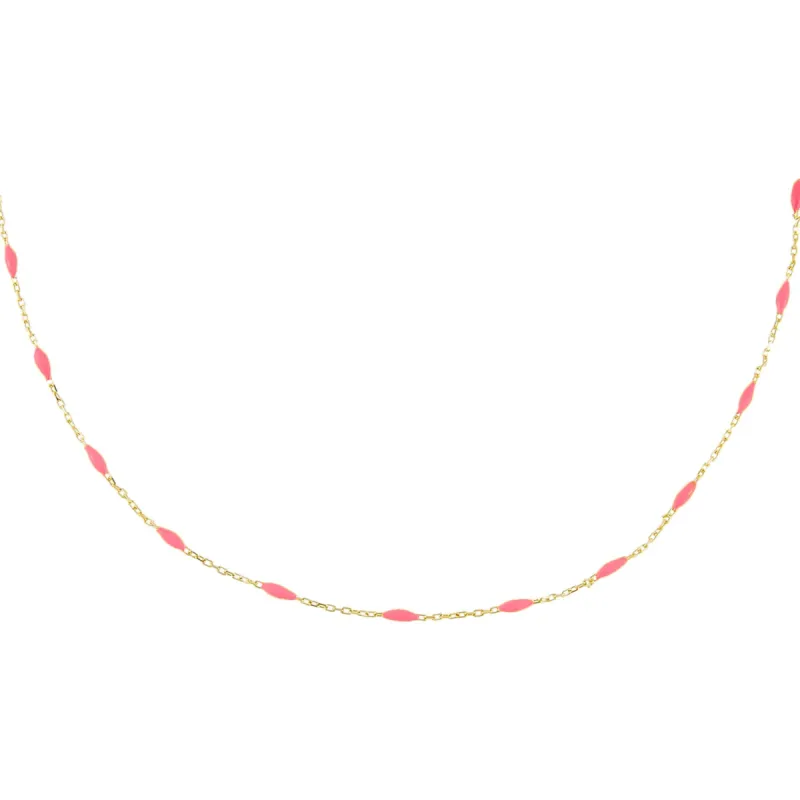 Neon Pink Enamel Bead Necklace sold by Adina Eden's