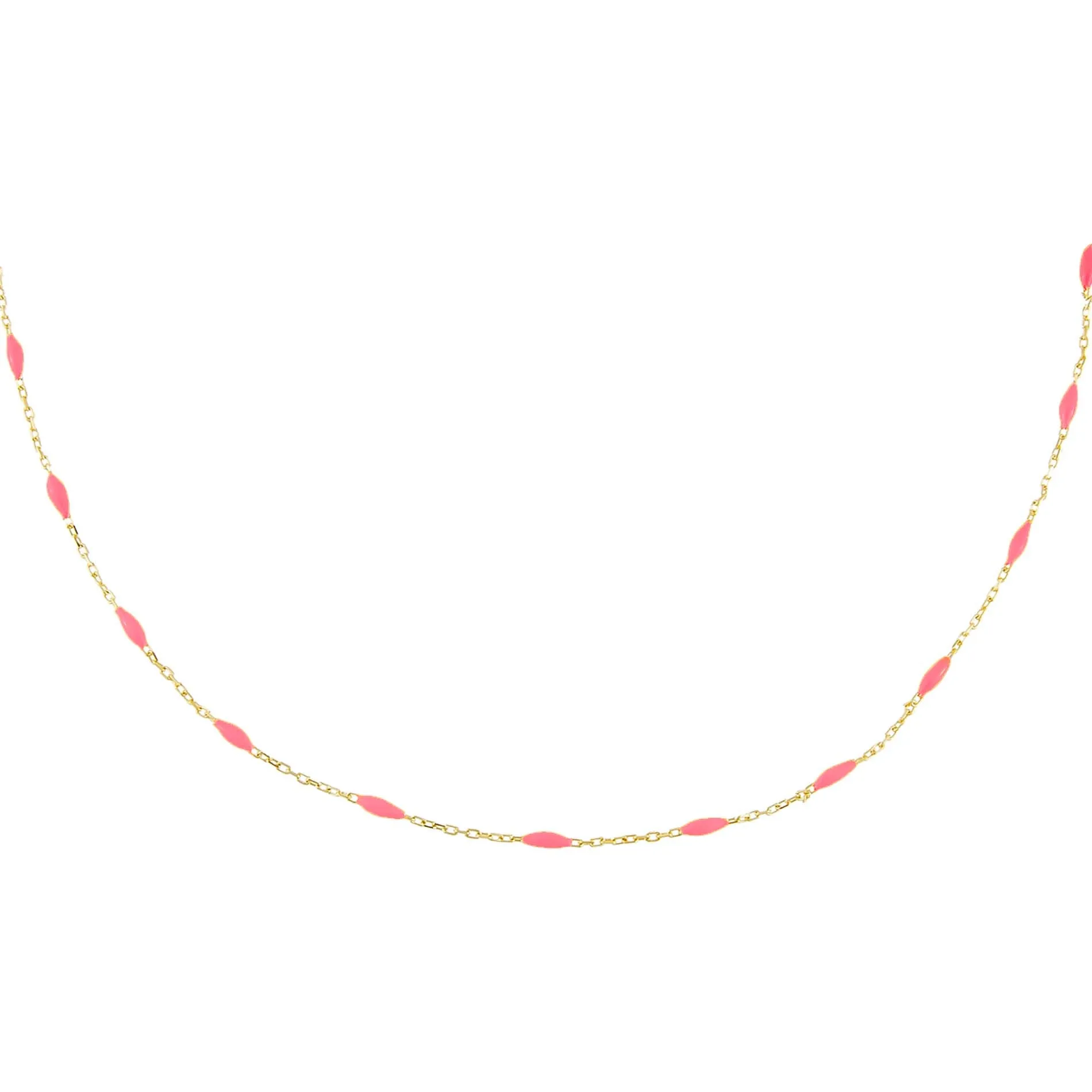 Neon Pink Enamel Bead Necklace sold by Adina Eden's