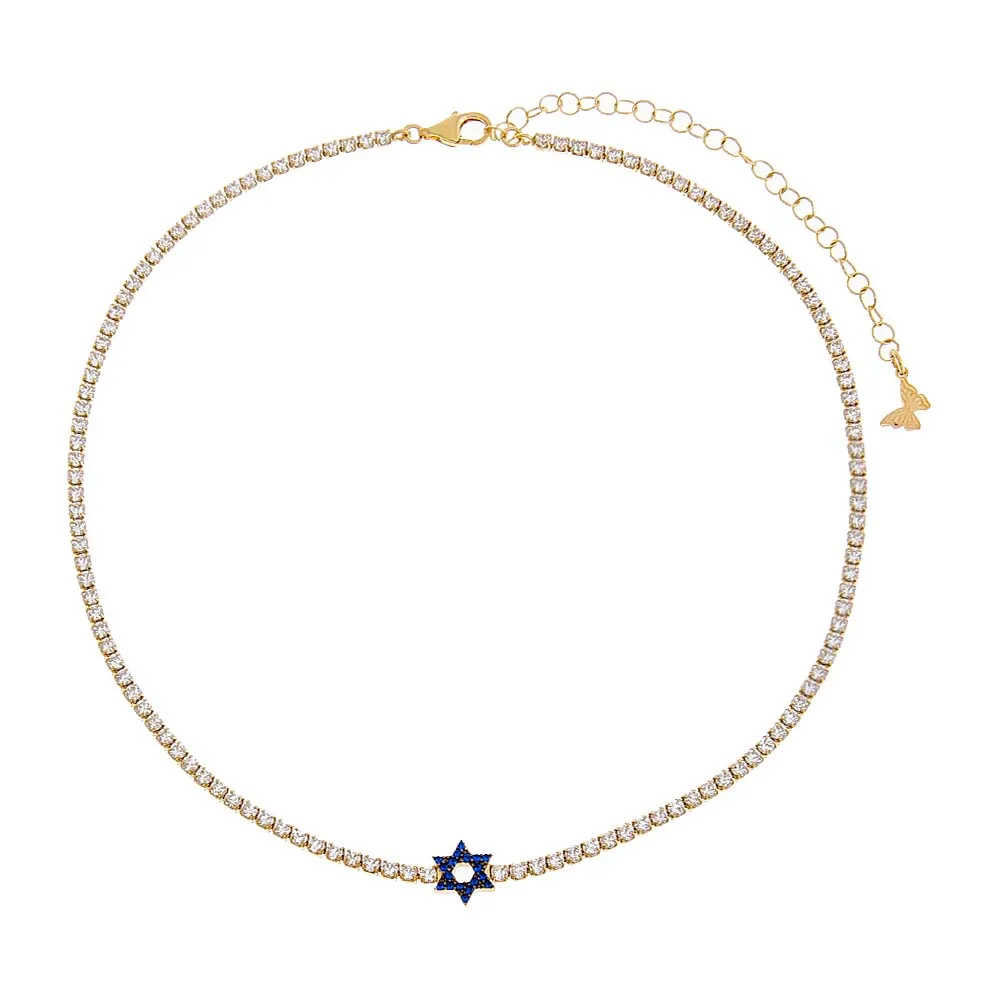 Sapphire Blue Star Of David Tennis Choker sold by Adina Eden's product image thumbnail 3