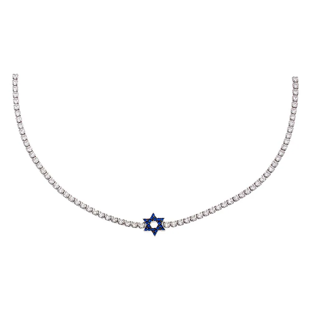 Sapphire Blue Star Of David Tennis Choker sold by Adina Eden's product image thumbnail 4