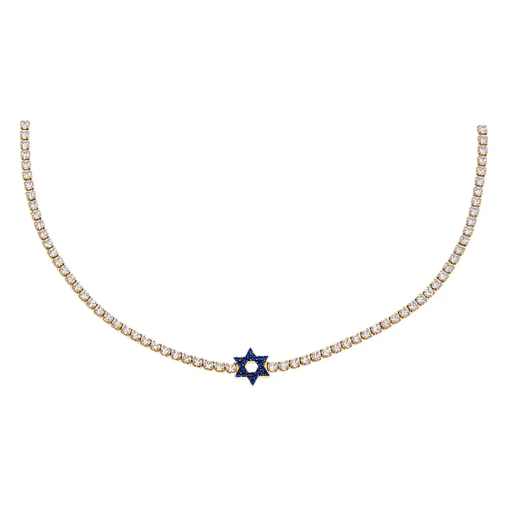 Sapphire Blue Star Of David Tennis Choker sold by Adina Eden's
