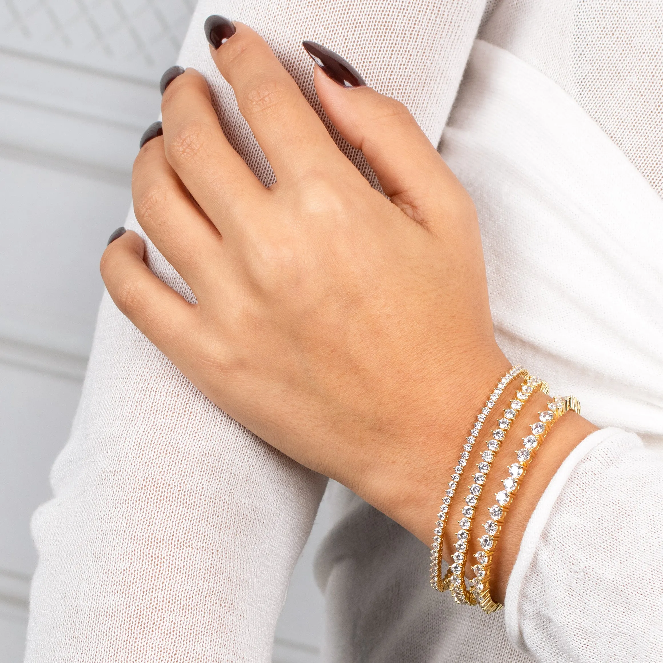 Thin Three Prong Tennis Bracelet sold by Adina Eden's product image thumbnail 2