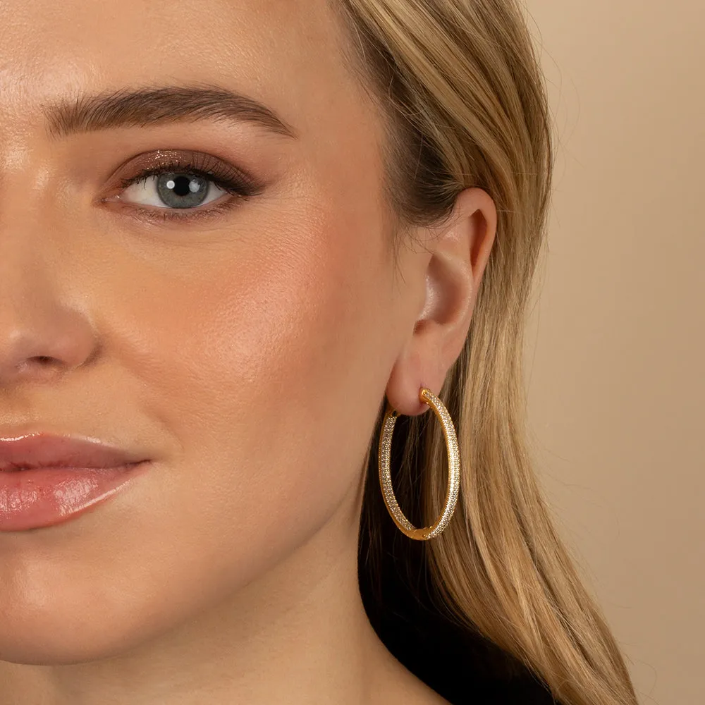 Pavé Colored Rounded Large Hoop Earring sold by Adina Eden's product image thumbnail 2