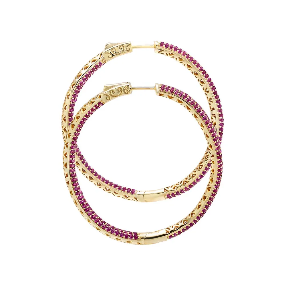 Pavé Colored Rounded Large Hoop Earring sold by Adina Eden's product image thumbnail 5