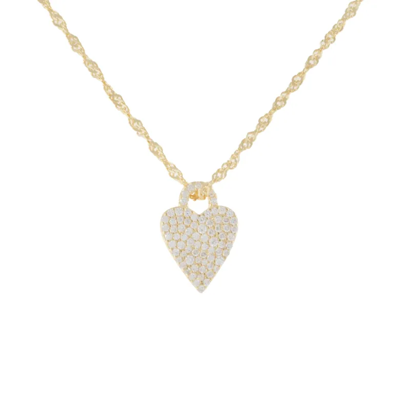 Pavé Heart Charm Singapore Necklace sold by Adina Eden's