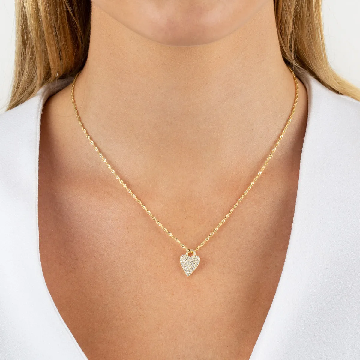 Pavé Heart Charm Singapore Necklace sold by Adina Eden's product image thumbnail 2