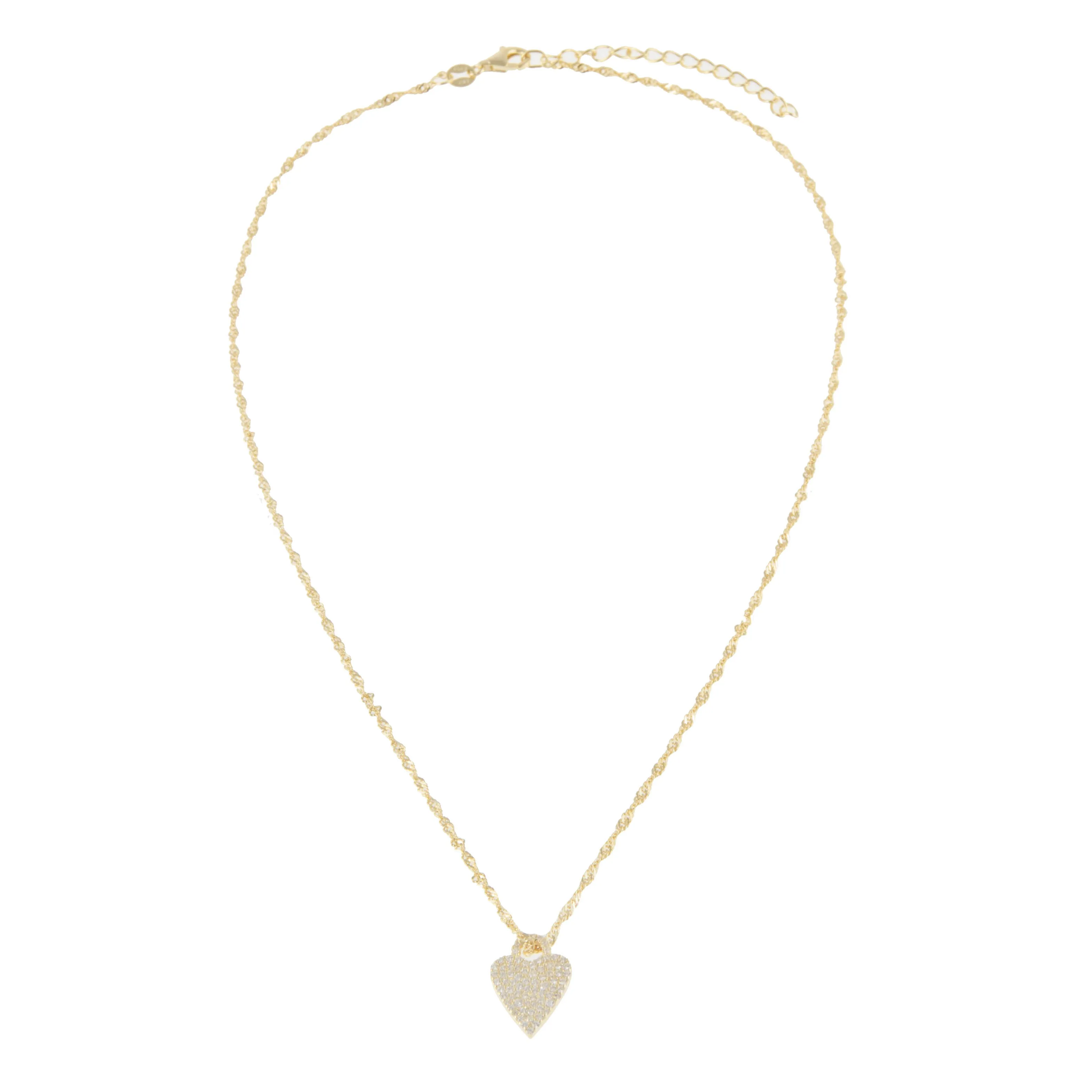 Pavé Heart Charm Singapore Necklace sold by Adina Eden's product image thumbnail 3