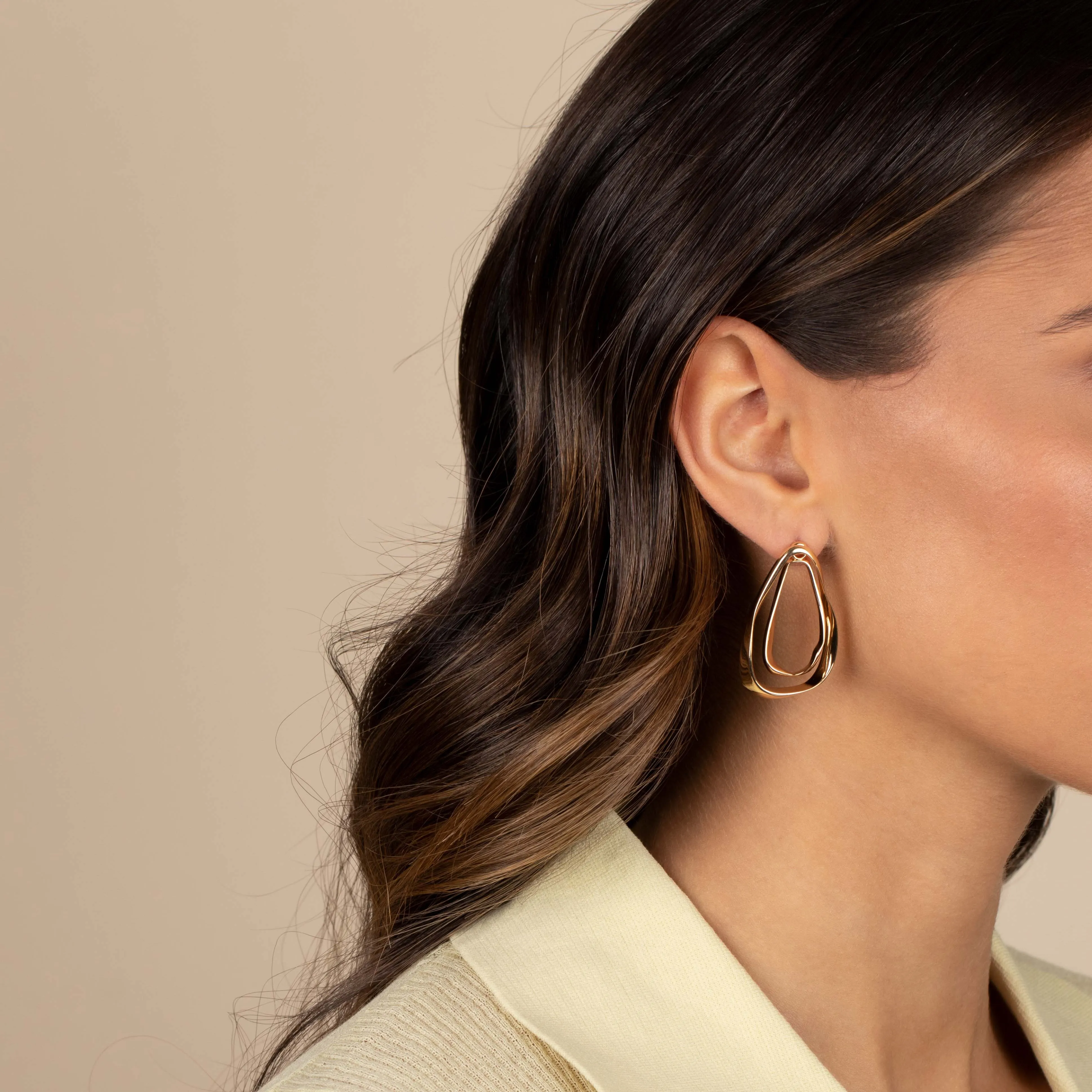 Solid Open Teardrop Drop Stud Earring sold by Adina Eden's product image thumbnail 2