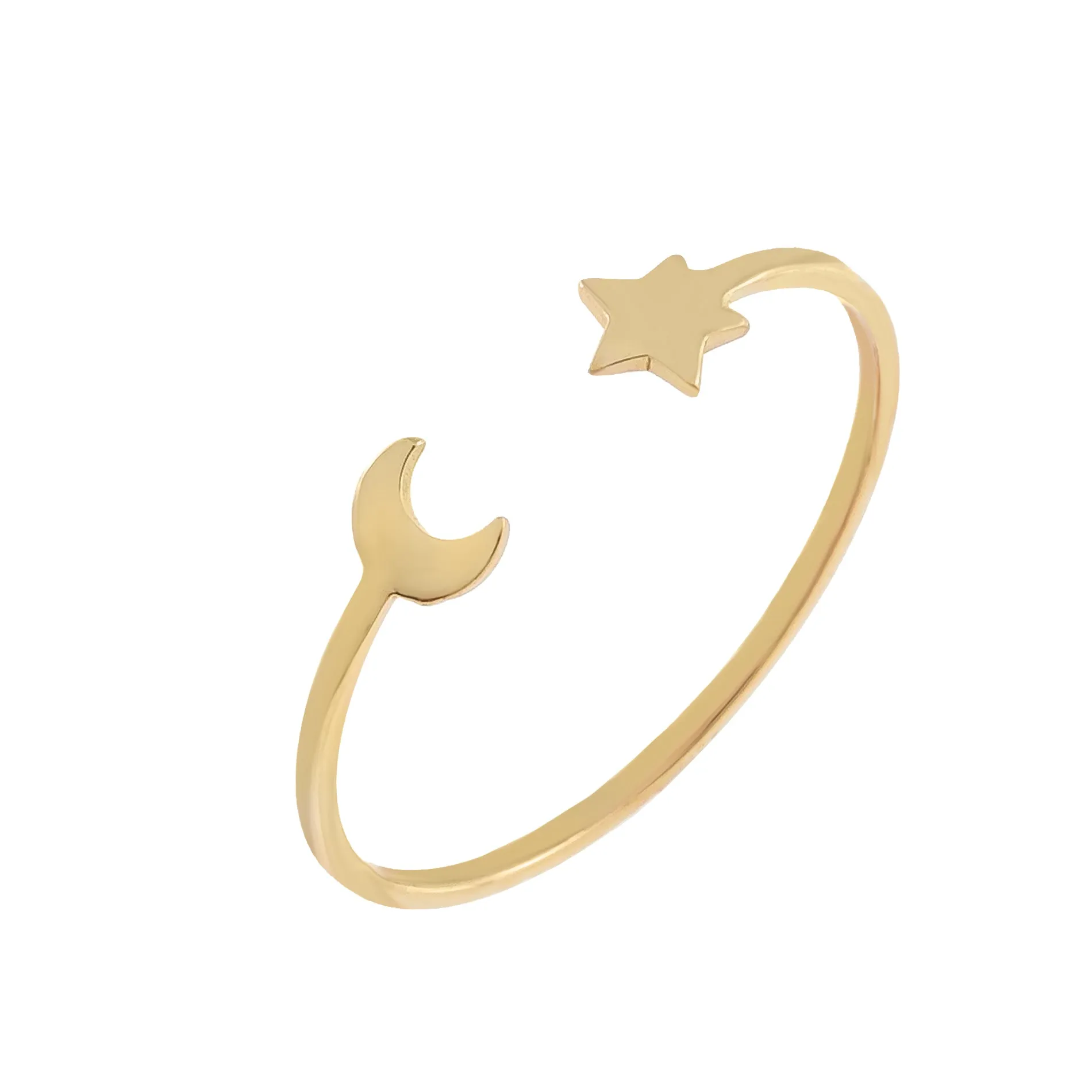 Dainty Star X Moon Ring 14K sold by Adina Eden's