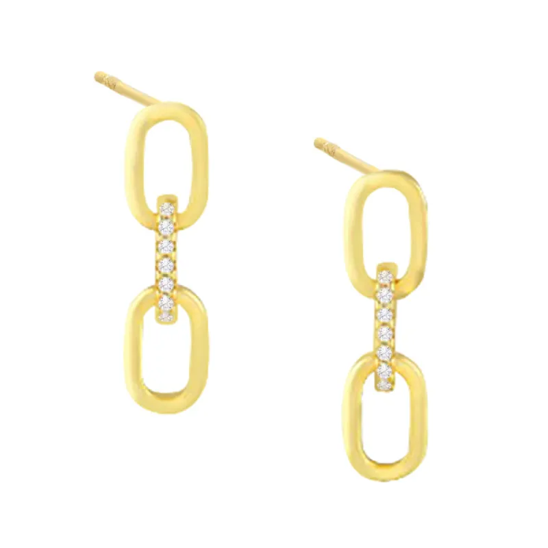 CZ X Solid Link Stud Earring sold by Adina Eden's