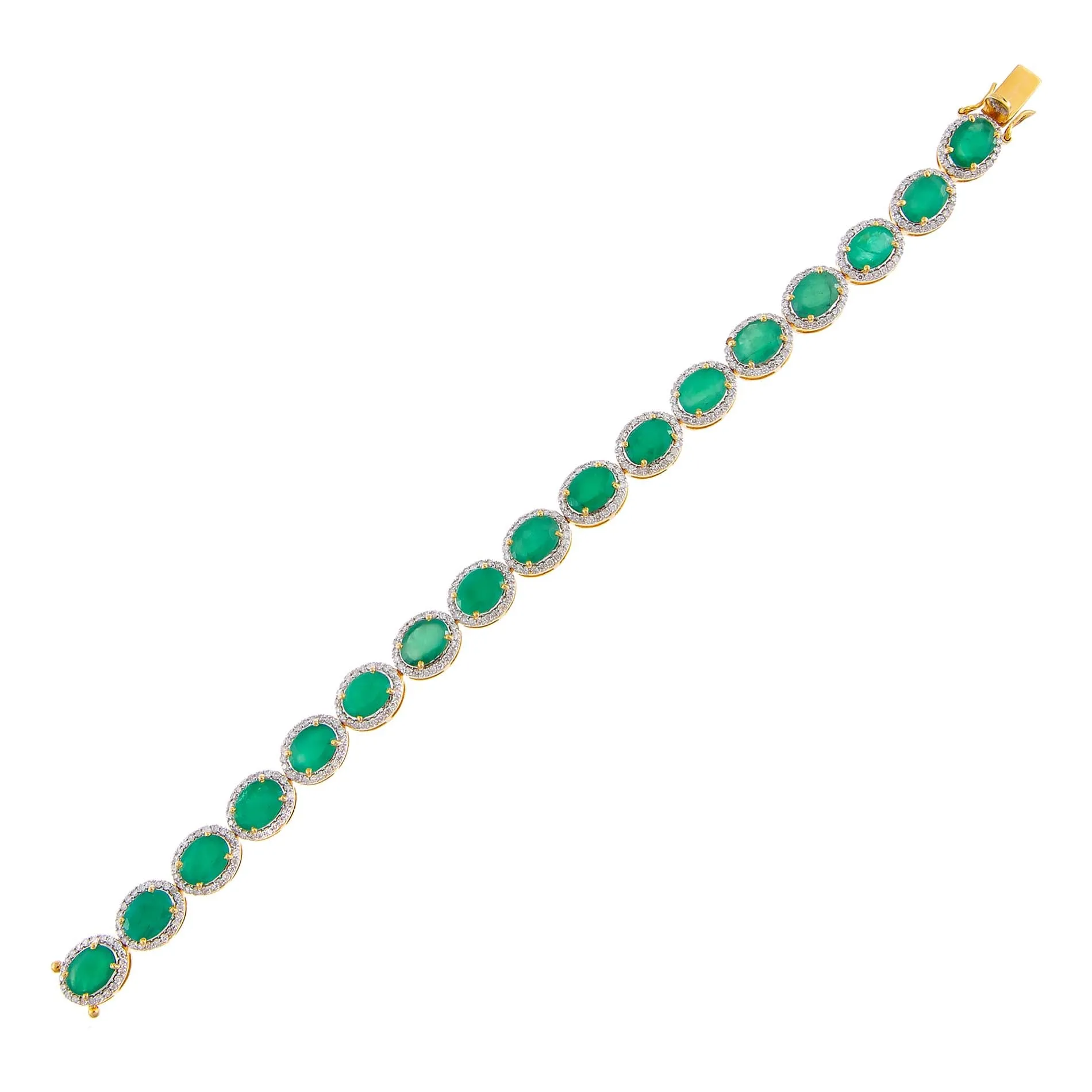 Diamond X Emerald Stone Tennis Bracelet 18K sold by Adina Eden's