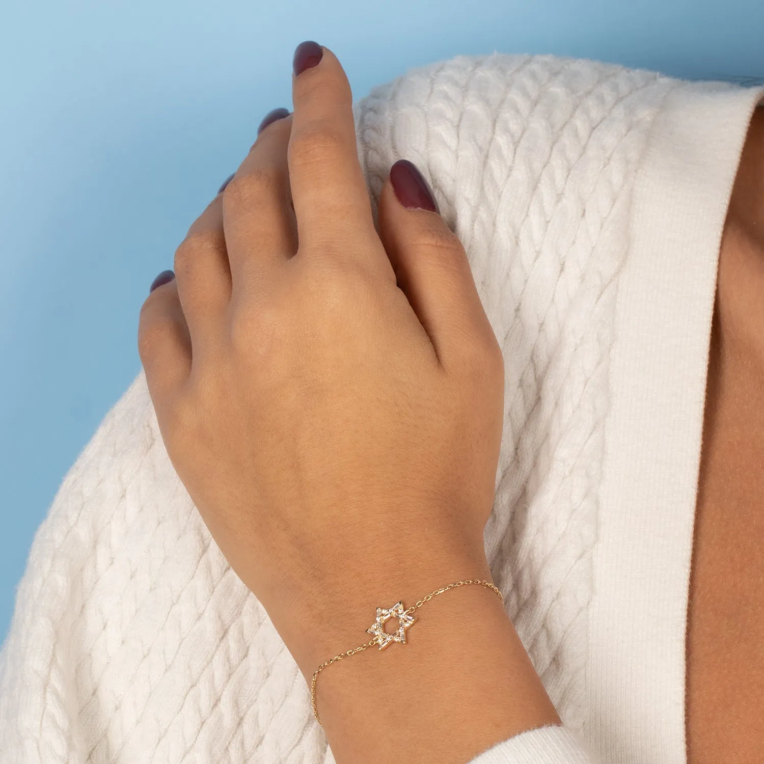 CZ Baguette Star Of David Bracelet sold by Adina Eden's product image thumbnail 2